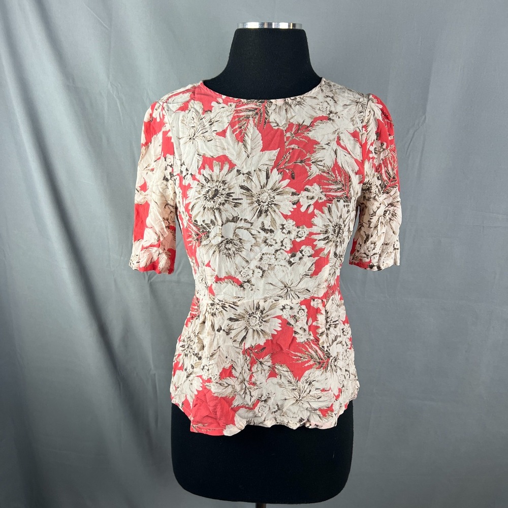Broadway & Broome Blouse Top Womens Medium Multicolor Floral Silk Blend Casual